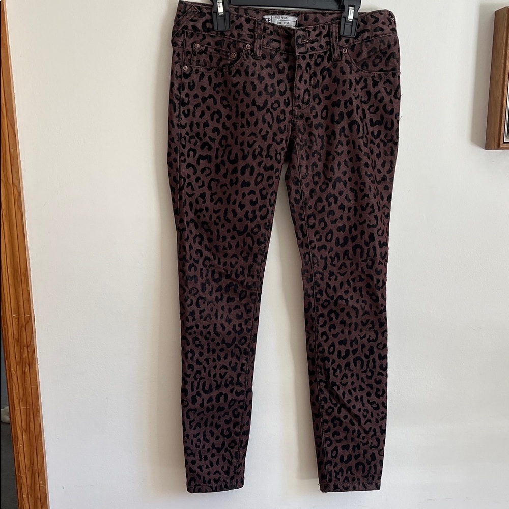 Free People Animal Print Jeans in brown and Black